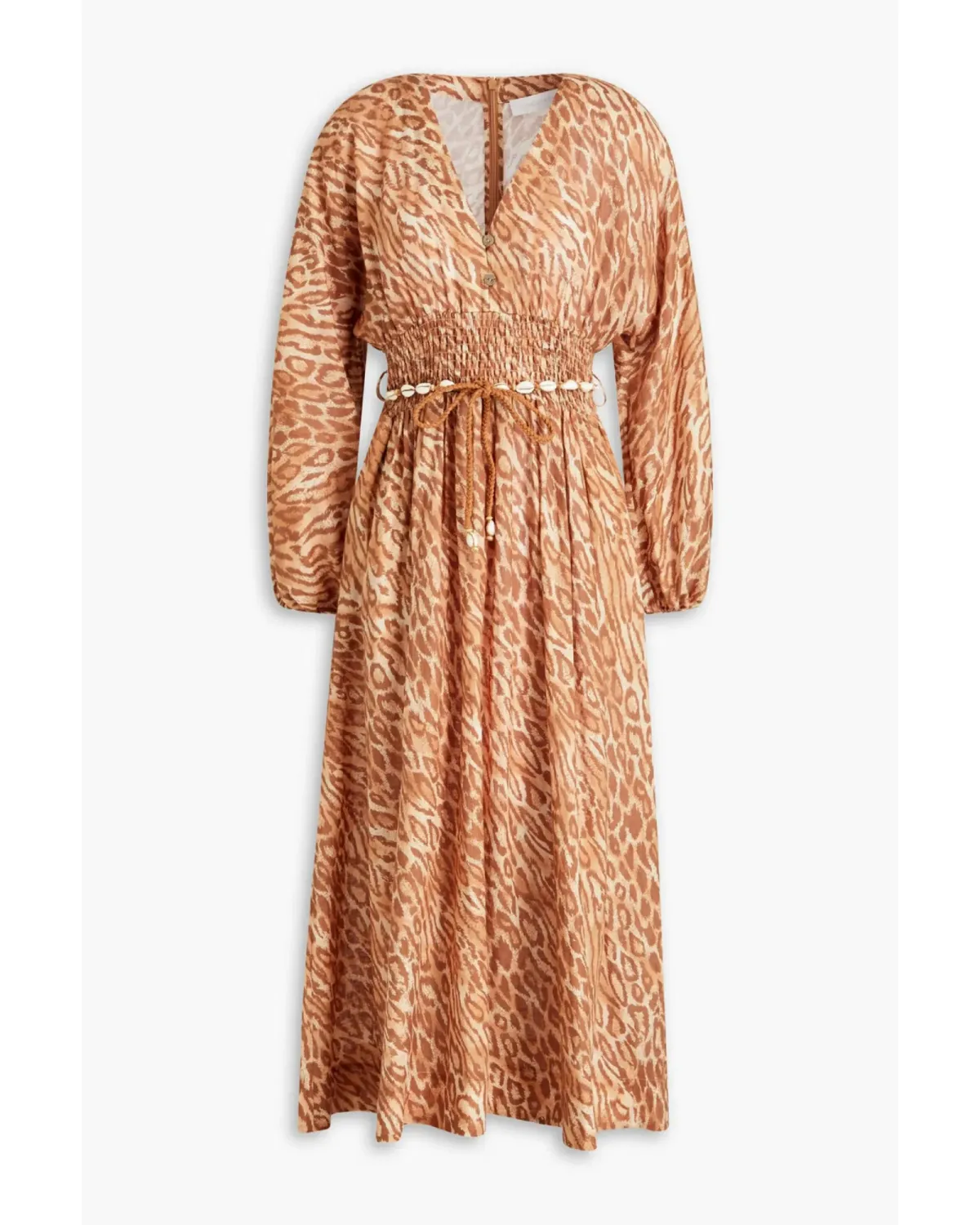 Zimmermann Shirred Leopard Print Midi Dress in Leopard Print Size 0 / AU 8 - Image 2