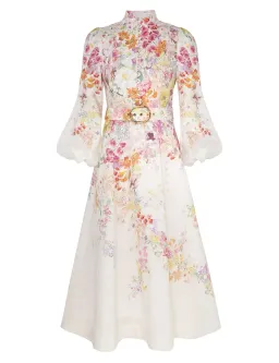Zimmermann Natura Buttoned Midi Dress in Kaleidoscope Garden Size 1 / AU 10 for rent on The Volte - image 1