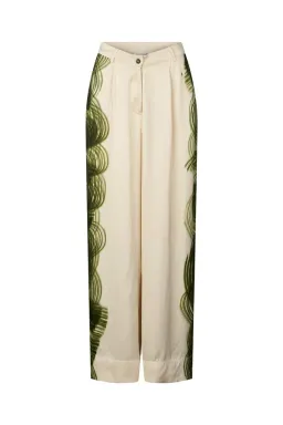 Rabens Saloner Briana Swirl Pleat Wide Pant Olive Chalk Combo Size AU 10 for rent on The Volte - image 3