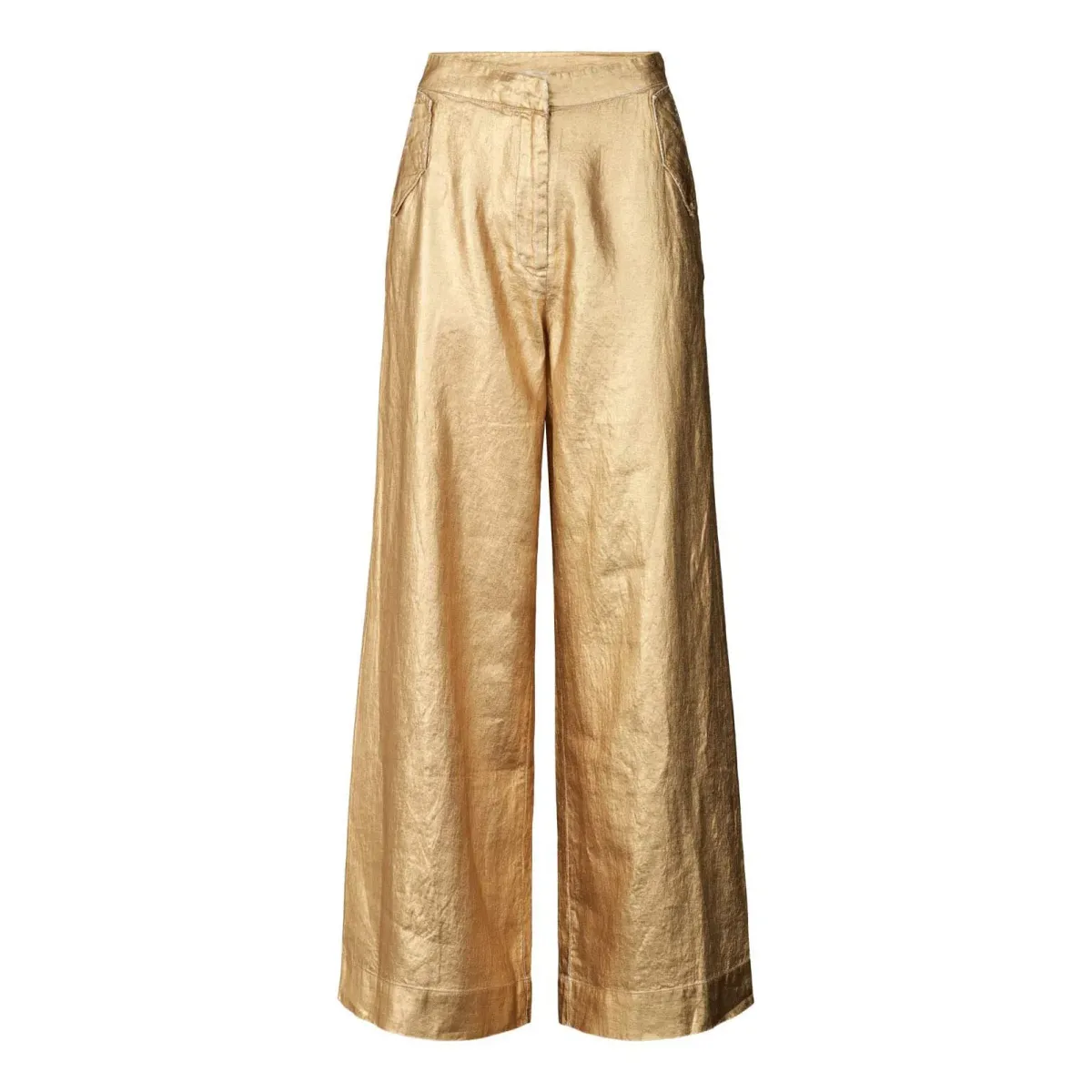Rabens Saloner Jacqline Midas Jacket and Inja Midas Wide Leg Pant Set in Gold Size 10 - Image 4