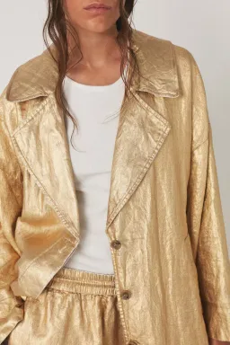 Rabens Saloner Jacqline Midas Jacket and Inja Midas Wide Leg Pant Set in Gold Size 10 for rent on The Volte - image 2