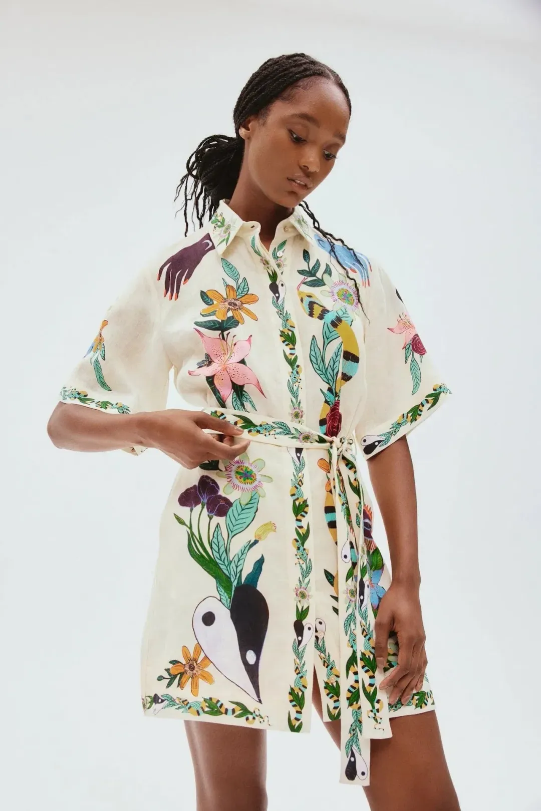 Alemais Meagan Linen Mini Dress Print Size 8 for rent on The Volte - main image