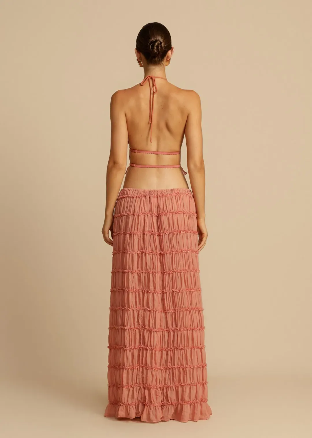 Arcina Ori Juliette Halter and Skirt Set in Peach Size M / AU 10 for rent on The Volte - main image