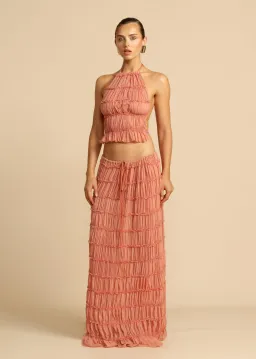 Arcina Ori Juliette Halter and Skirt Set in Peach Size M / AU 10 for rent on The Volte - image 1