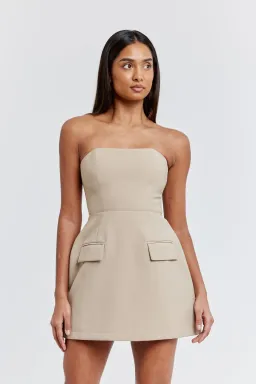 Odd Muse Ultimate Strapless Mini Dress Taupe Size 8 for rent on The Volte - image 2