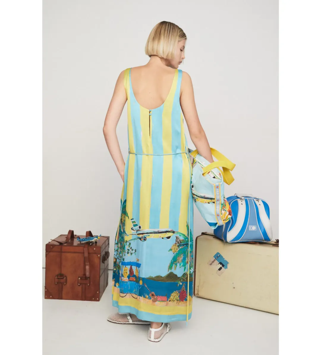 Alemais All Aboard Sleeveless Midi Dress Multi Size 8 for rent on The Volte - main image