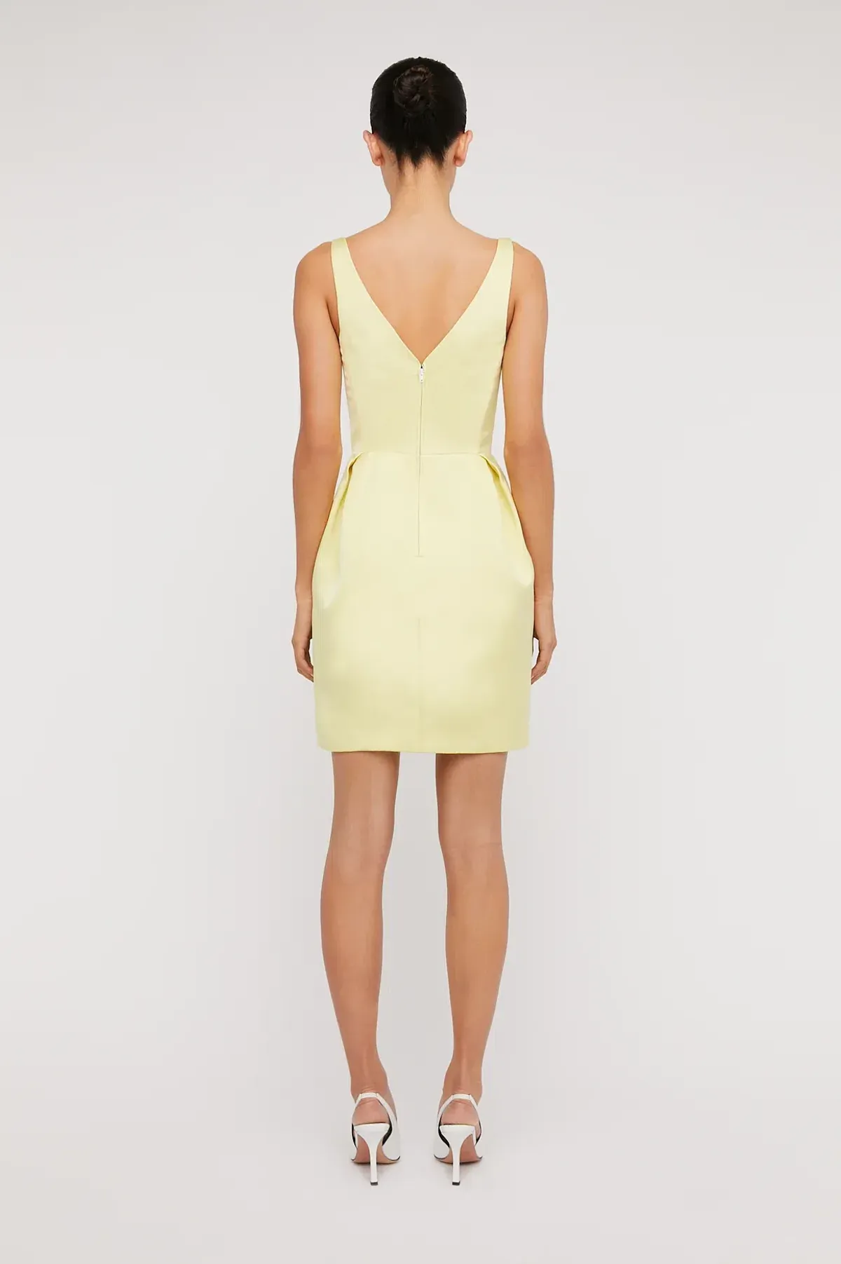 Scanlan Theodore Satin Mini Dress Yellow Size AU 6 - Image 2