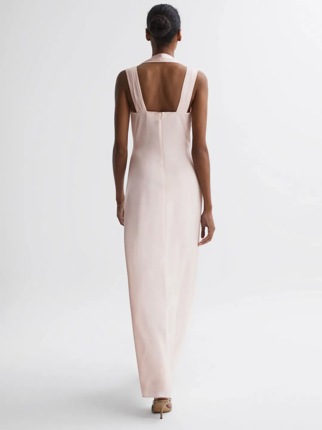 Reiss Lila Bridesmaid Twist Detail Midi Dress Nude Size XS / AU 6 for rent on The Volte - main image