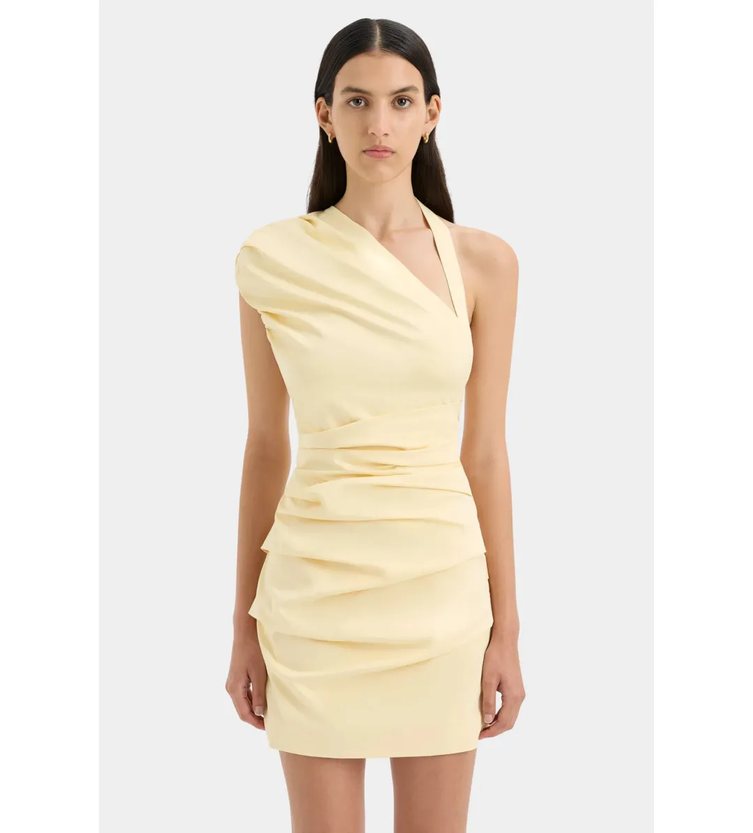 Sir the Label Azul Gathered Mini Dress in Butter Size 0 / AU 6 for rent on The Volte - main image