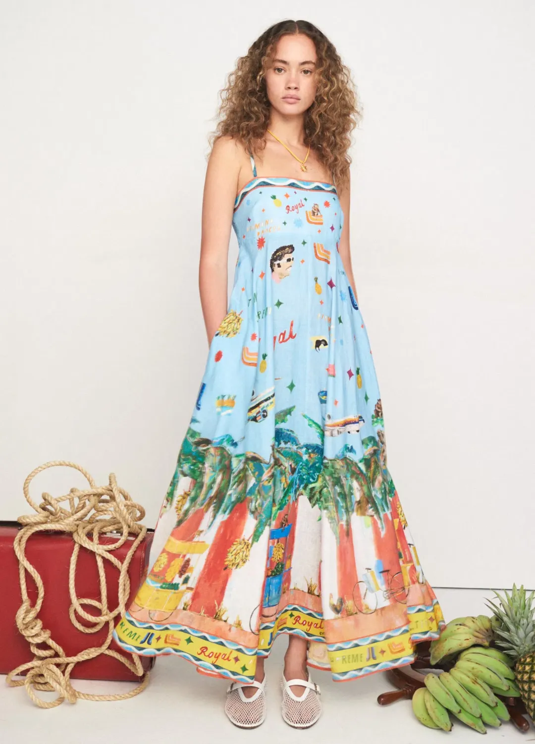 Alemais All Aboard Midi Sundress Print Size 14 for rent on The Volte - main image