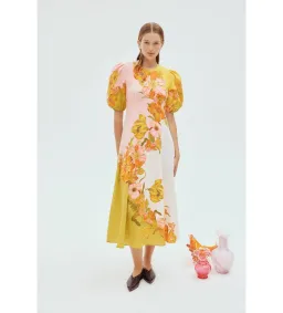 Alemais Silas Linen Midi Dress Floral Print Size 8 for rent on The Volte - image 1