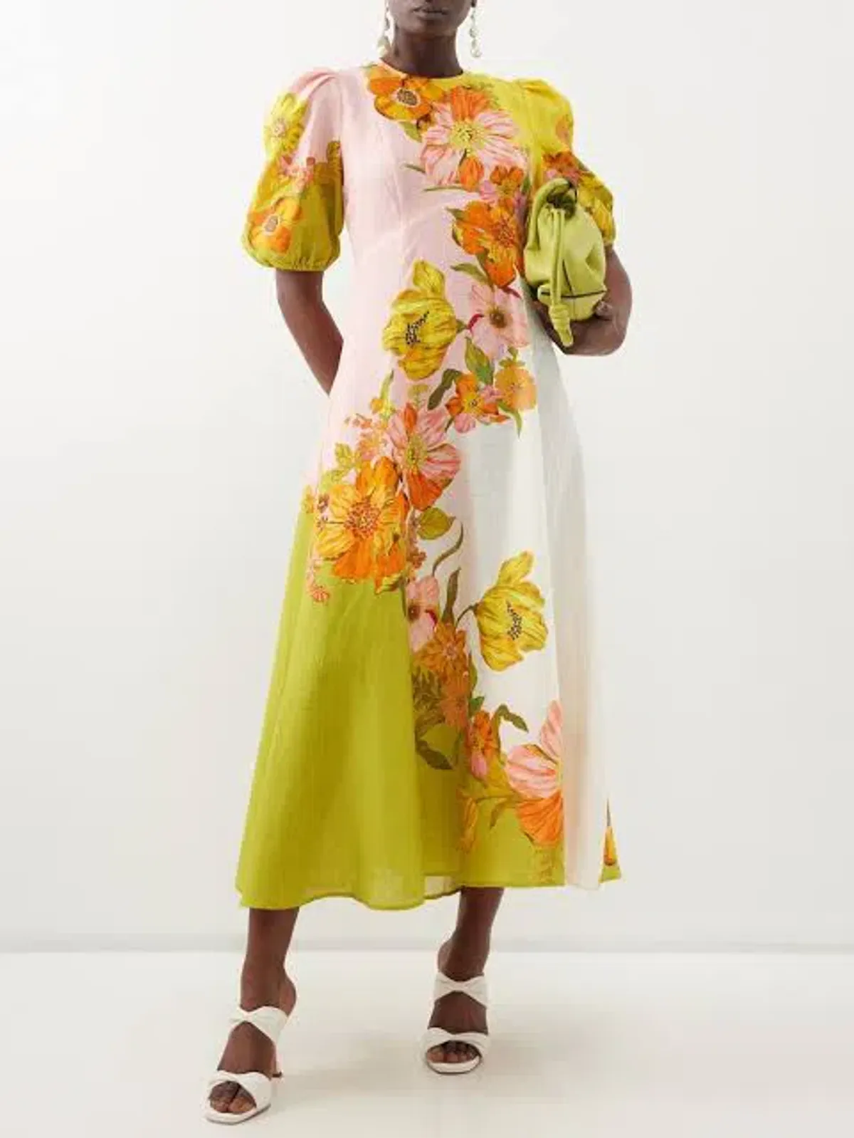 Alemais Silas Linen Midi Dress Floral Print Size 8 - Image 2