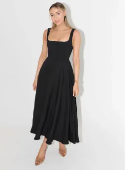 Odd Muse Ultimate Muse High Waist Square Neck Midi Dress Black Size AU 8 for rent on The Volte - image 1