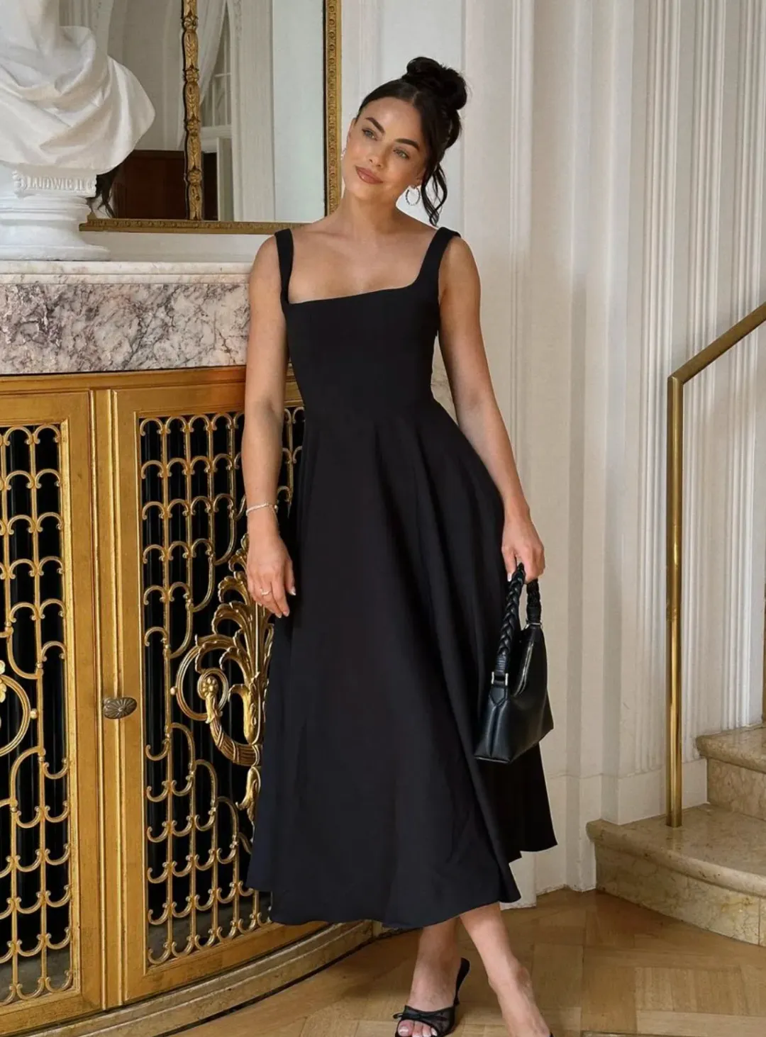 Odd Muse Ultimate Muse High Waist Square Neck Midi Dress Black Size AU 8 for rent on The Volte - main image
