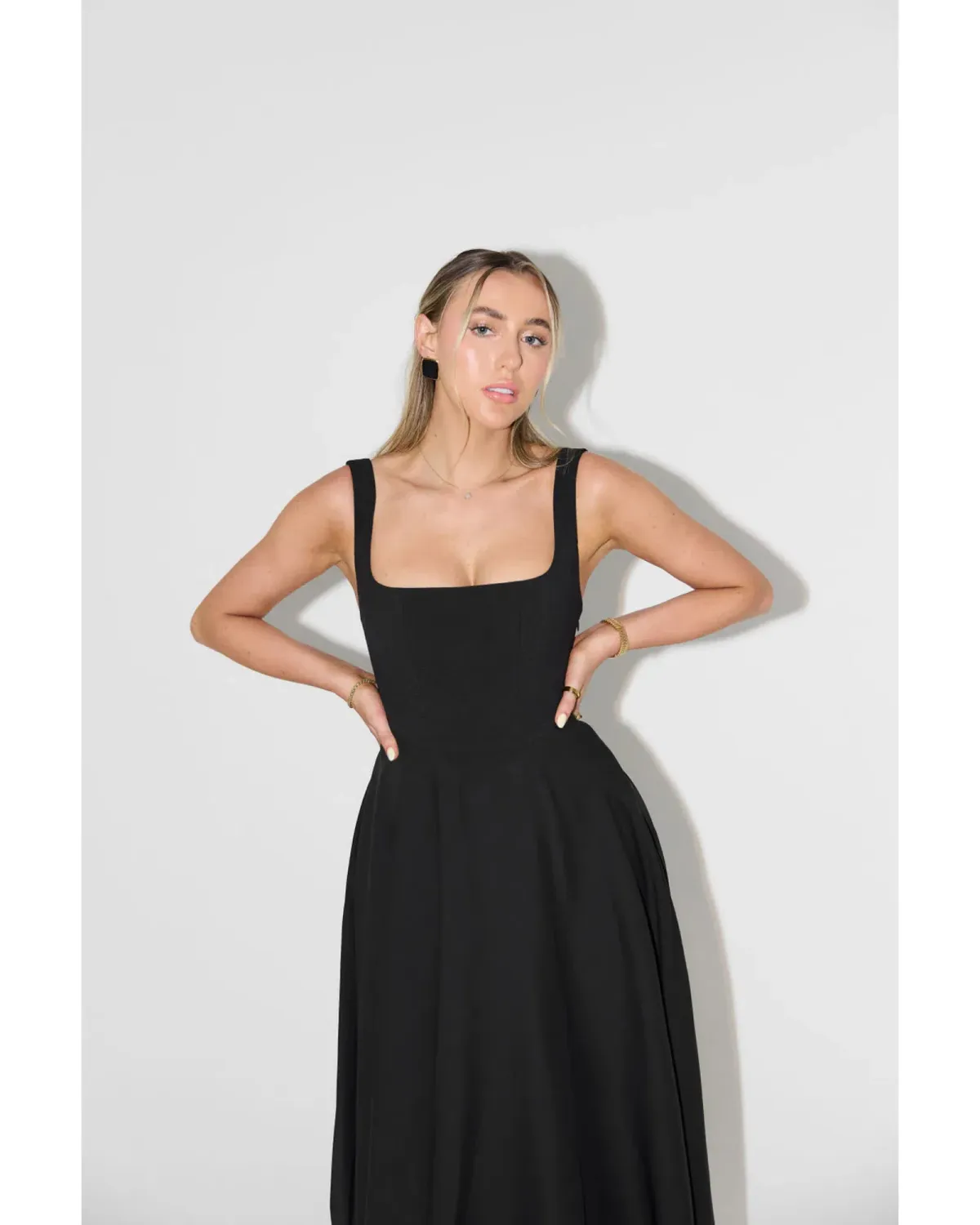 Odd Muse Ultimate Muse High Waist Square Neck Midi Dress Black Size AU 10 - Image 2