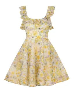 Zimmermann The Harmony Frilled Mini Dress in Citrus Garden Print Size 1 / AU 10 for rent on The Volte - image 4