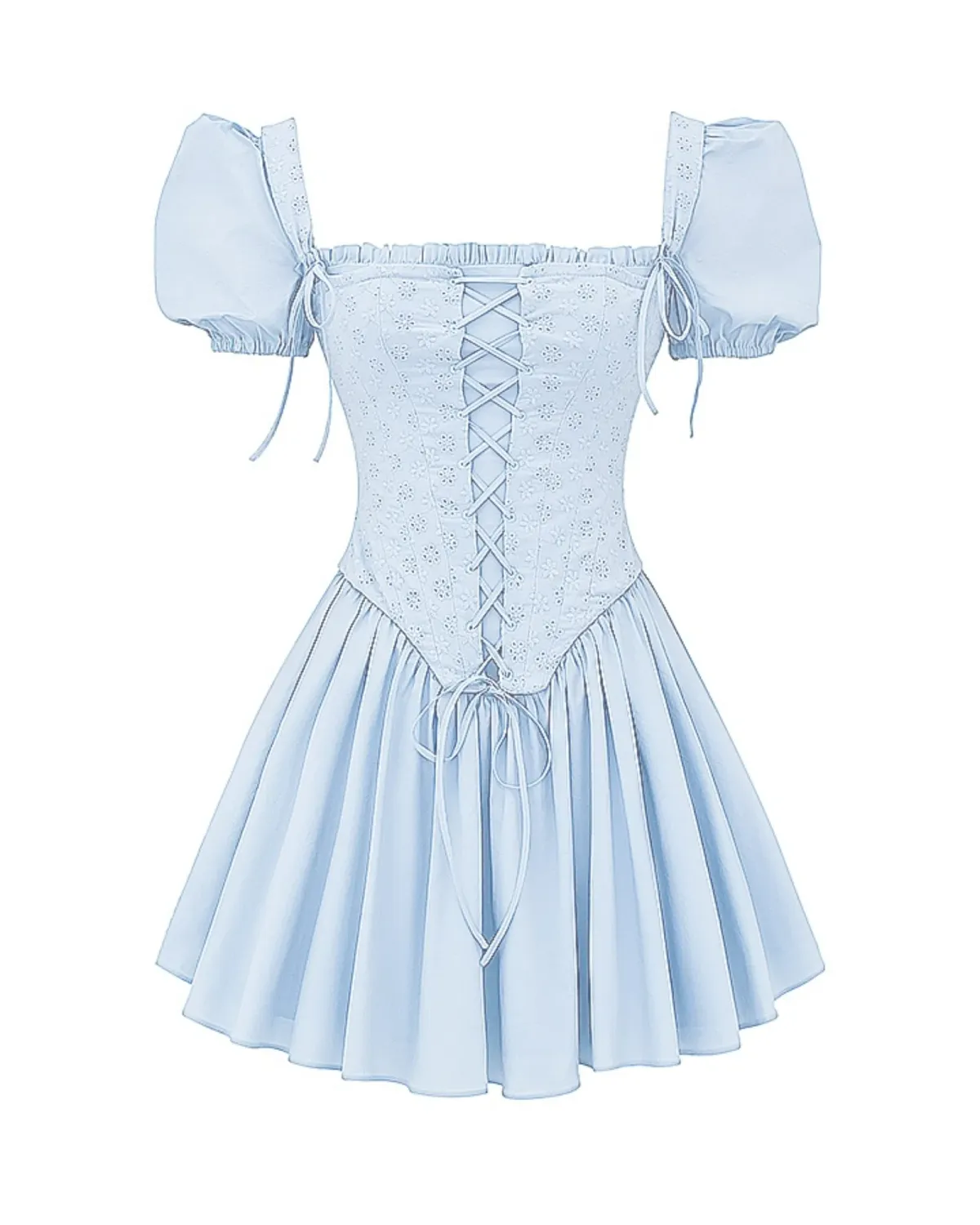 House of CB Maribel Broderie Corset Mini Dress Soft Blue Size S / AU 8 - Image 5