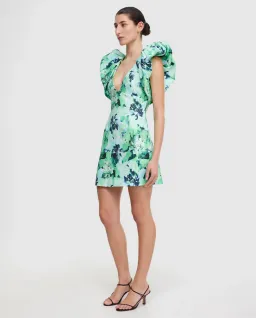 Acler Denare Mini Dress Juniper Hibiscus Size 10 for rent on The Volte - image 2