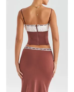 Mistress Rocks Gathered Corset Ruffle Midi Skirt Set Coffee and Cream Size S / AU 8 for rent on The Volte - image 5