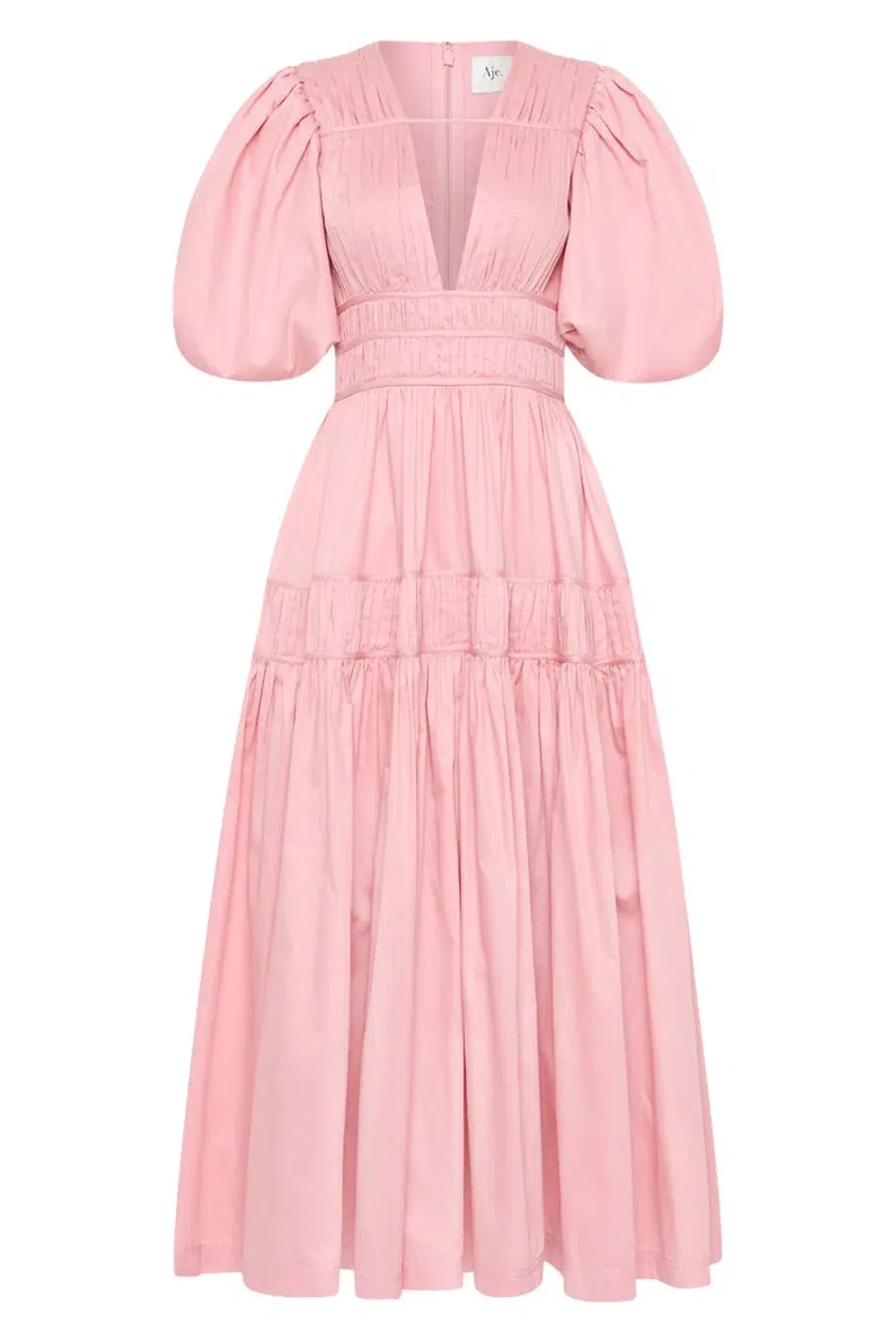 Aje Fallingwater Ruched Midi Dress Pink Size 12 - Image 4