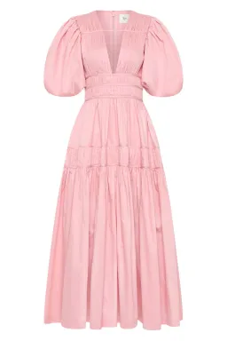 Aje Fallingwater Ruched Midi Dress Pink Size 12 for rent on The Volte - image 4