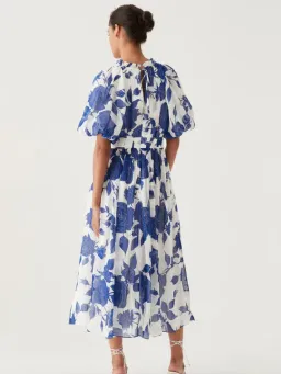 Aje Elysium Blouson Midi Dress Neo Rose Size 14 for rent on The Volte - image 2