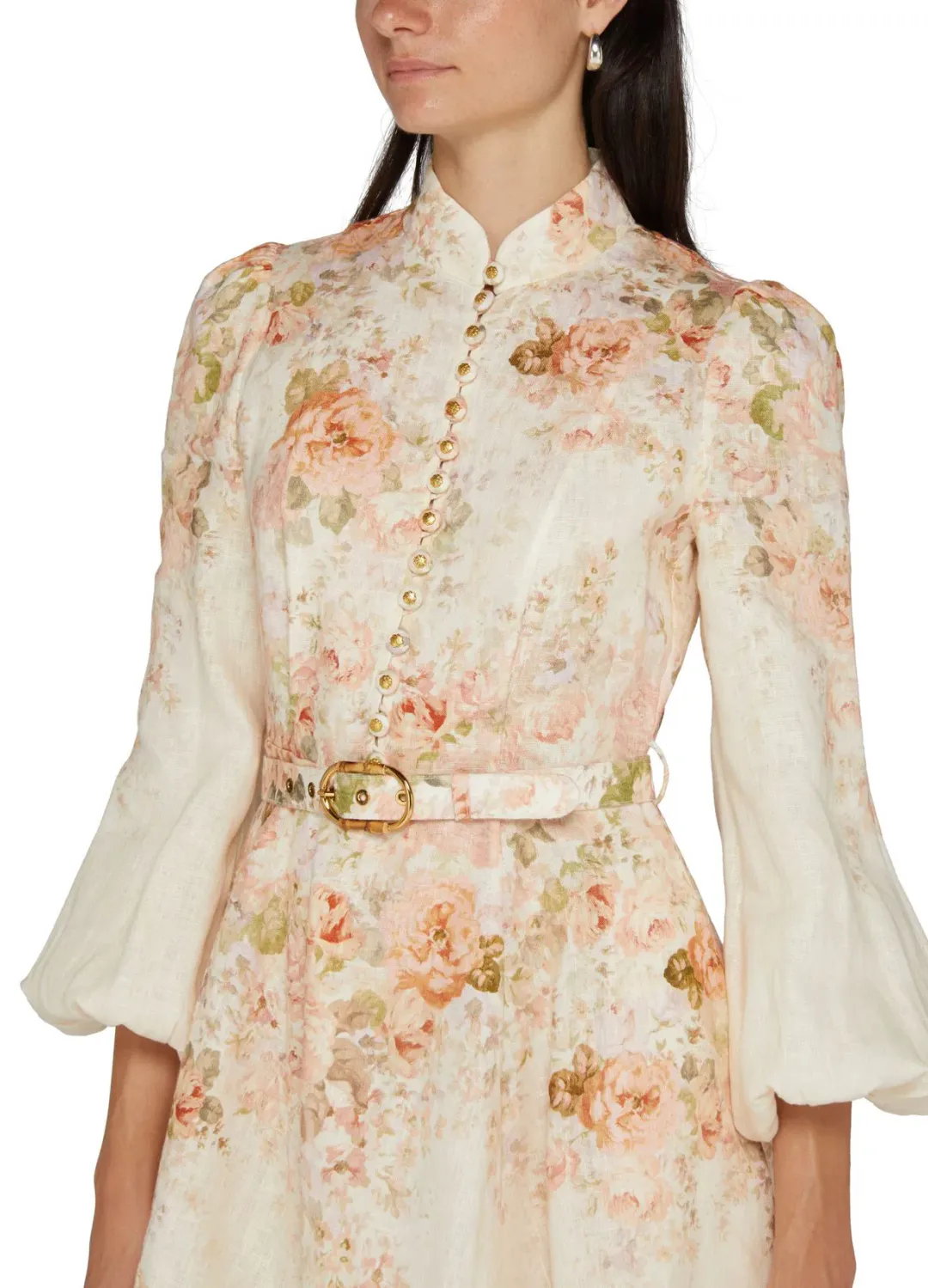 Zimmermann The Illustration Buttoned Mini in Cream Rococo Floral Size 3 / AU 14 for rent on The Volte - main image