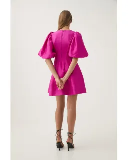 Aje Dusk Puff Sleeve Mini Dress in Deep Magenta Size AU 10 for rent on The Volte - image 2