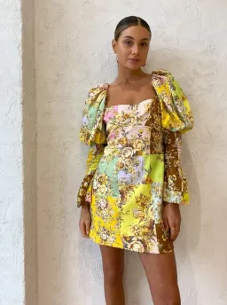 Alemais Matilde Puff Sleeve Mini Dress Multi Size 8 for rent on The Volte - image 4