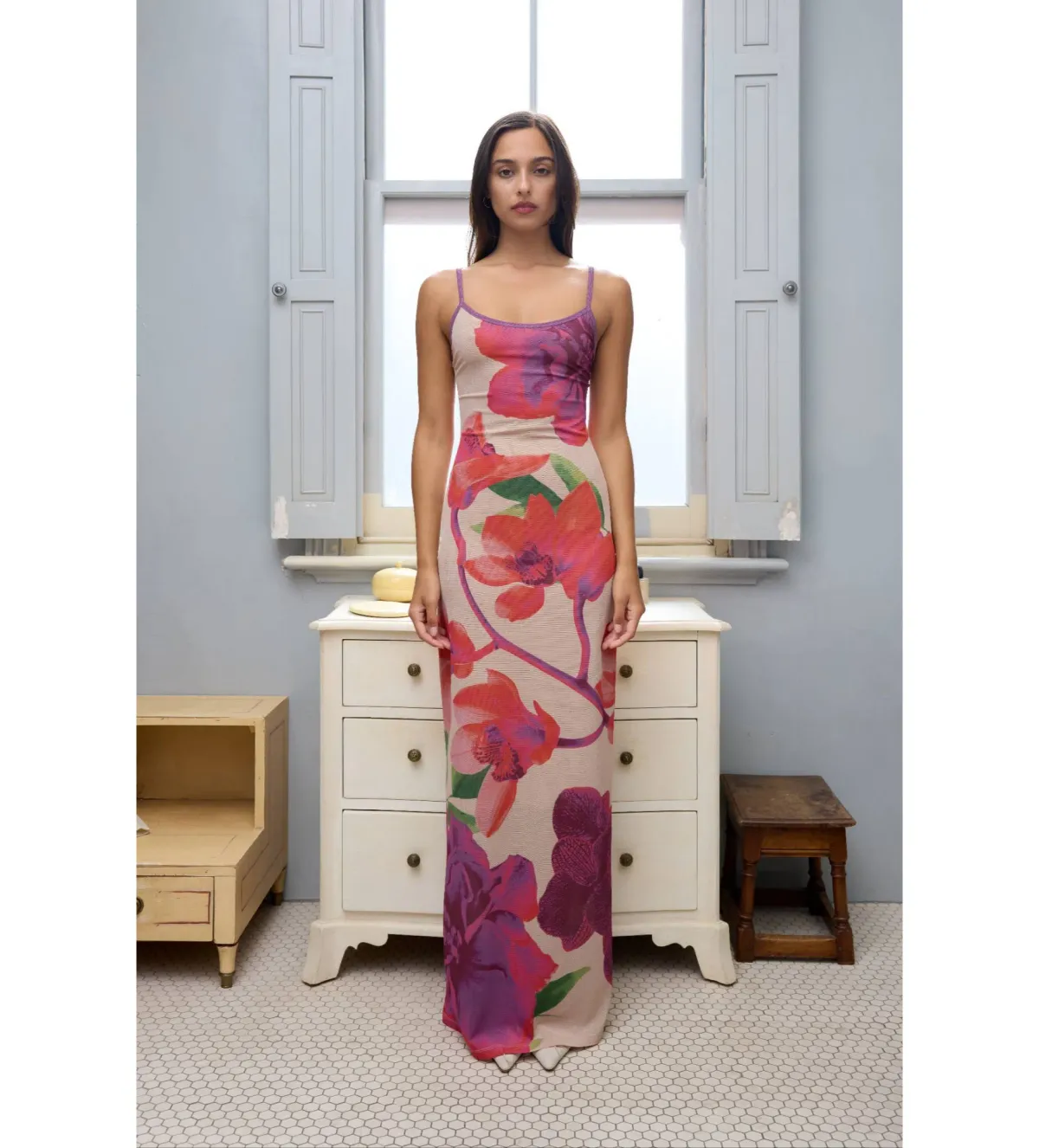 With Harper Lu Mesh Fuchsia Bloom Dress Floral Size 10 - Image 1