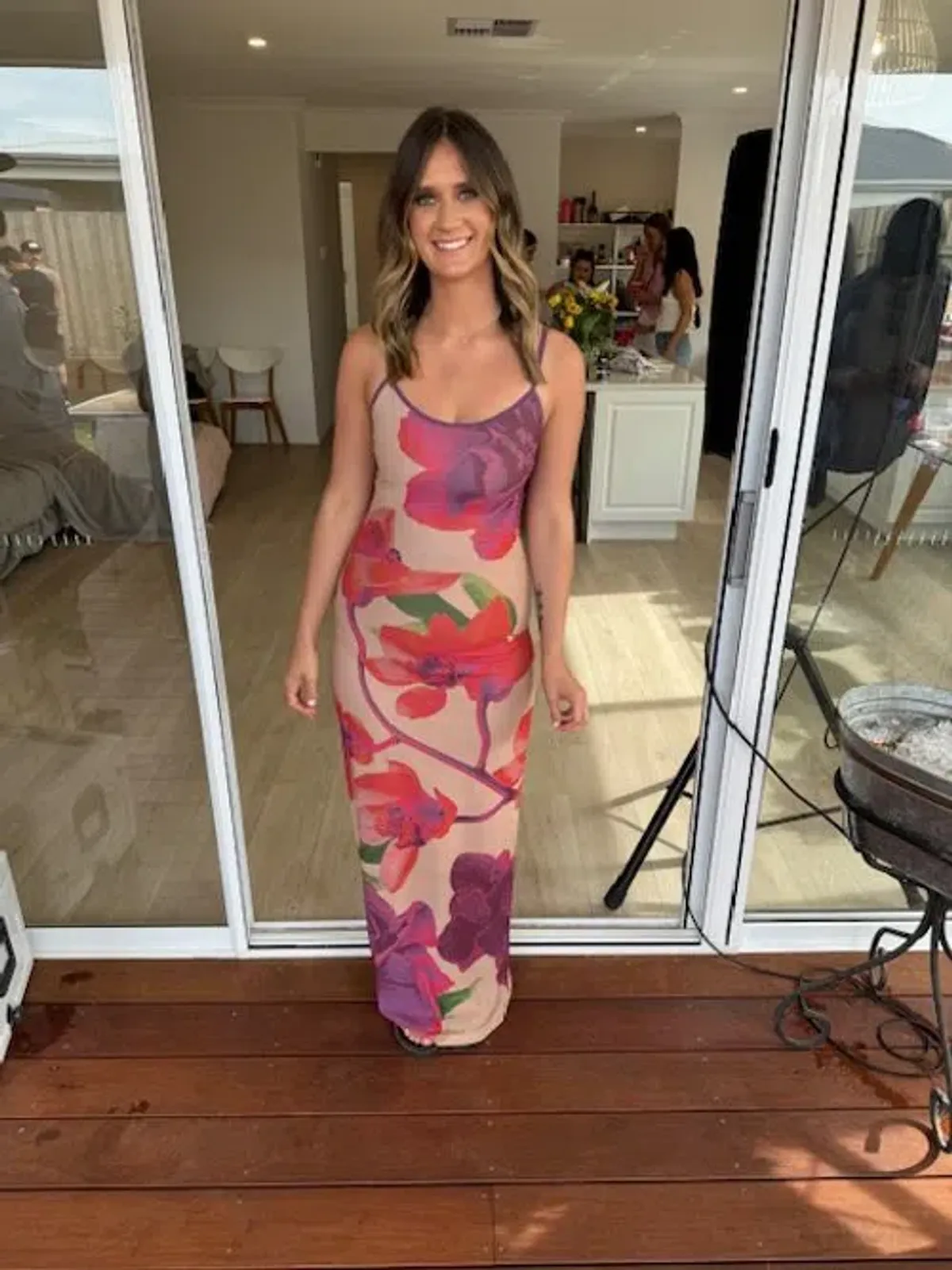 With Harper Lu Mesh Fuchsia Bloom Dress Floral Size 10 - Image 3
