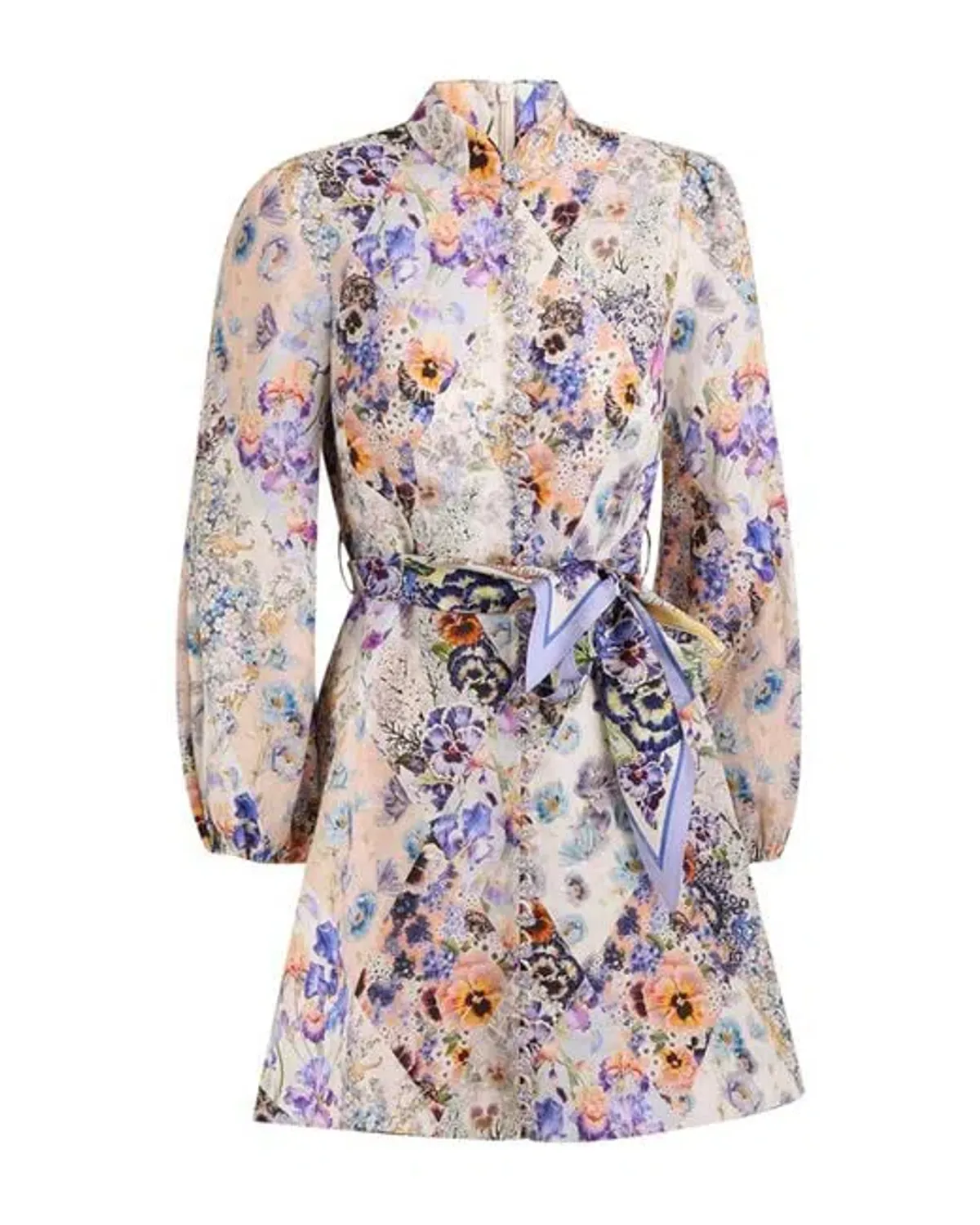 Zimmermann Tama Belted Mini Dress Diamond Splice Floral Size 0P/AU 6 - Image 5