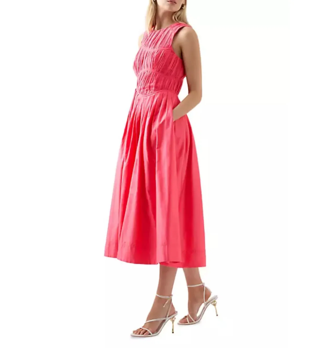 AJE Nya Gathered Midi Dress Hot Pink Size 10 - Image 2