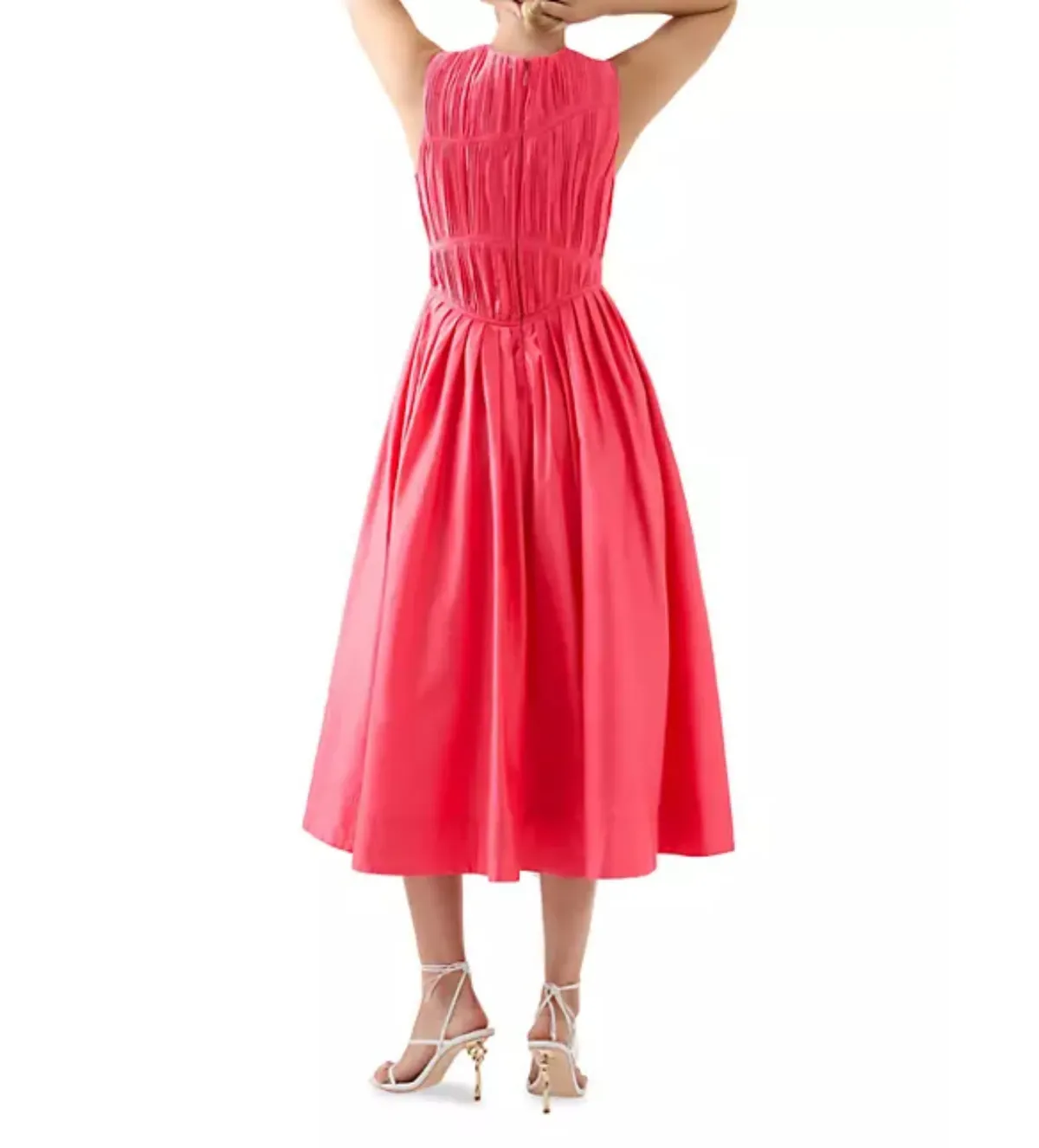 AJE Nya Gathered Midi Dress Hot Pink Size 10 - Image 3