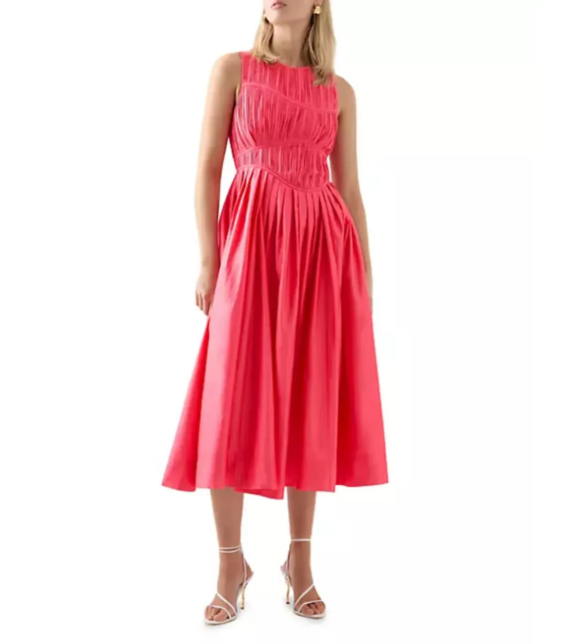 AJE Nya Gathered Midi Dress Hot Pink Size 10 - Image 1