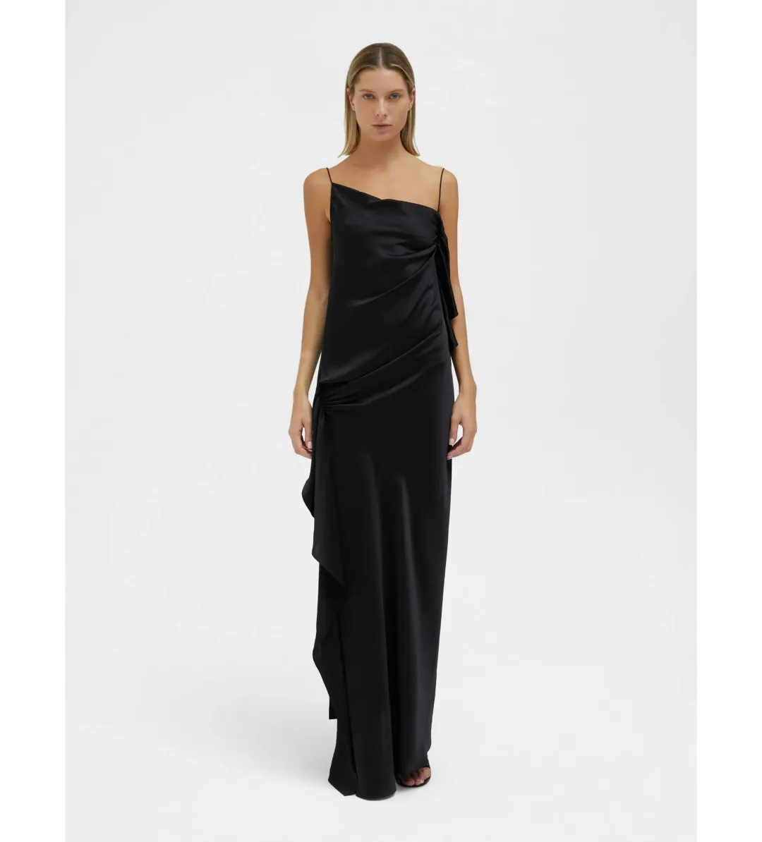 Christopher Esber Cusco Silk Drape Cami Maxi Dress in Black Size 8 for rent on The Volte - main image