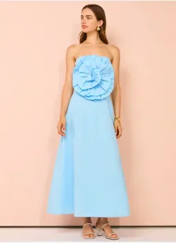 Issy Bustier Rose Midi Dress Blue Size 12 for rent on The Volte - image 1