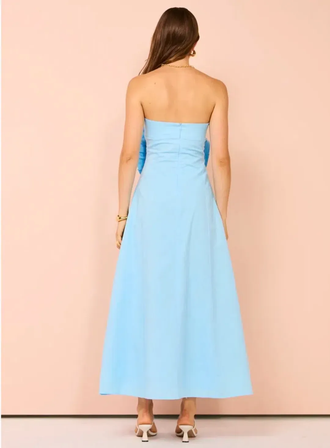 Issy Bustier Rose Midi Dress Blue Size 12 for rent on The Volte - main image