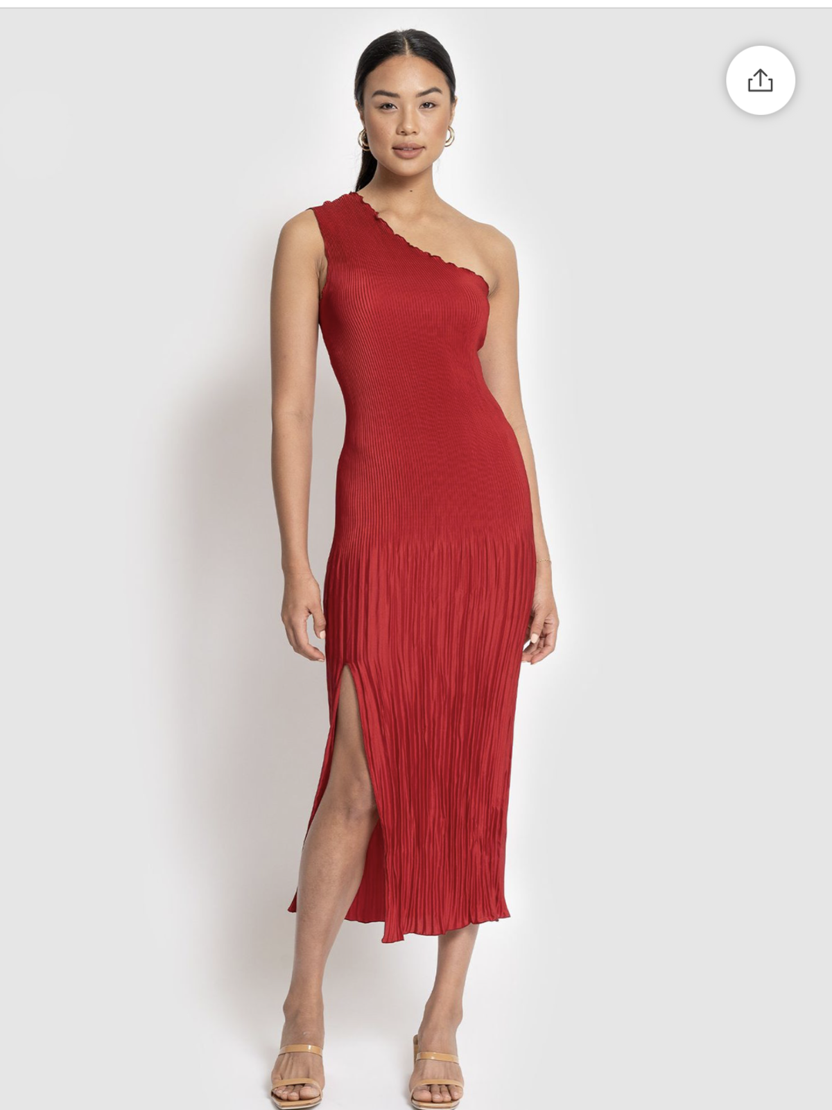 L’IDEE soirée pleaded one shoulder dress RED for rent on The Volte - main image