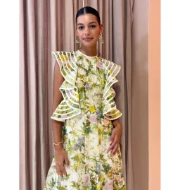 Alemais Eden Flounce Midi Dress Multi Size AU 16 for rent on The Volte - image 3