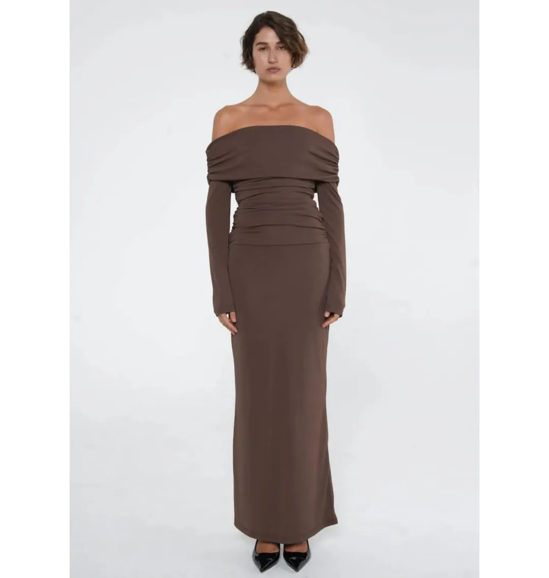 Benni Lorena Maxi Dress Ash Brown Size S / AU 8 for rent on The Volte - main image