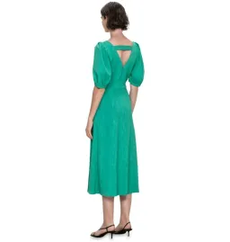 Veronika Maine Wood Jacquard Cross Back Midi Dress in Green Size AU 6 for rent on The Volte - image 3
