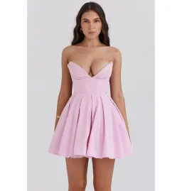 House of CB Mar Twill Strapless Mini Dress Cotton Candy Size AU 6 for rent on The Volte - image 4