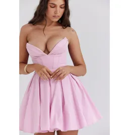 House of CB Mar Twill Strapless Mini Dress Cotton Candy Size AU 6 for rent on The Volte - image 3