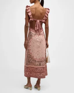 Zimmermann Matchmaker Frilled Midi Dress Pink Bandana Size 0 / AU 8 for rent on The Volte - image 4