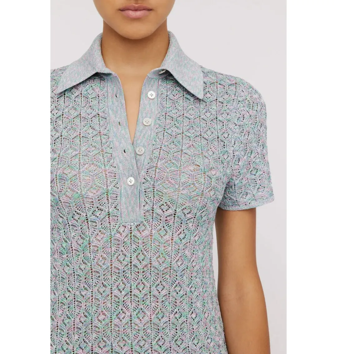 Scanlan Theodore Sparkle Knit Shirt Dress Grey Size AU 8 for rent on The Volte - main image
