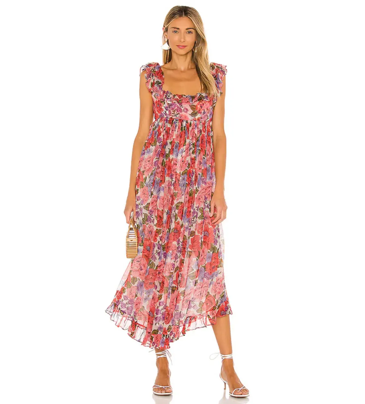 Zimmermann Poppy Frill Edge Midi Dress Crimson Floral Size 3/Au 14 - Image 1