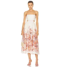 Zimmermann Devi Scallop Midi Dress in Cream Floral Size 0P/Au 6 for rent on The Volte - image 1