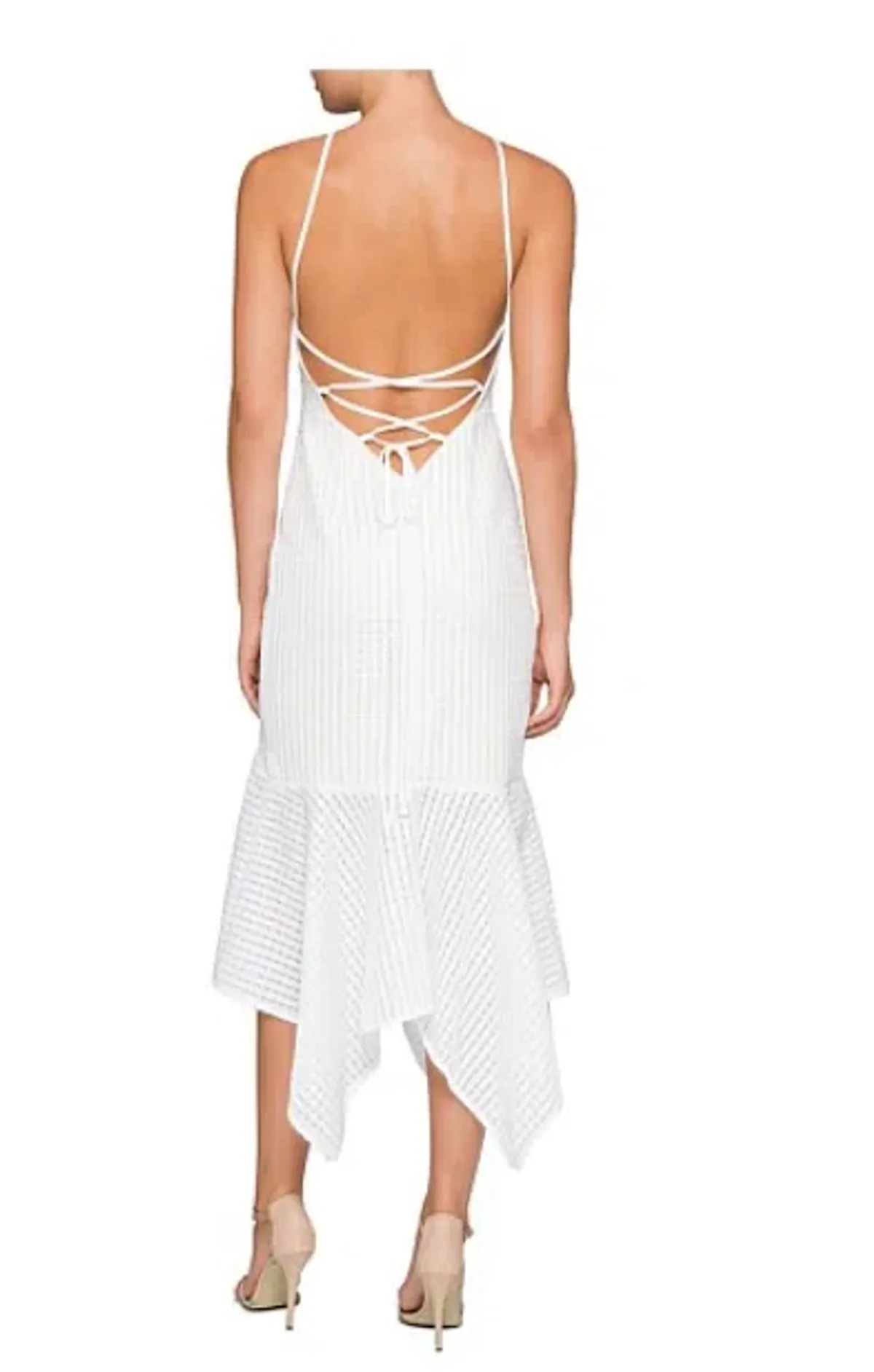 Shona Joy White Lucia Lace Up Midi Dress White Size 10 - Image 2