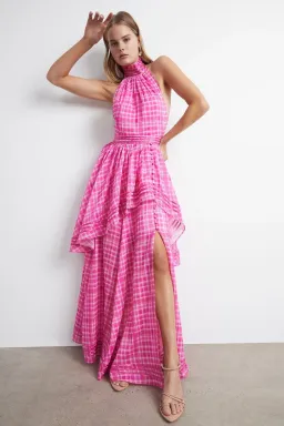 Aje Bungalow Sienna Dress Pink Check Size 4 for rent on The Volte - image 1
